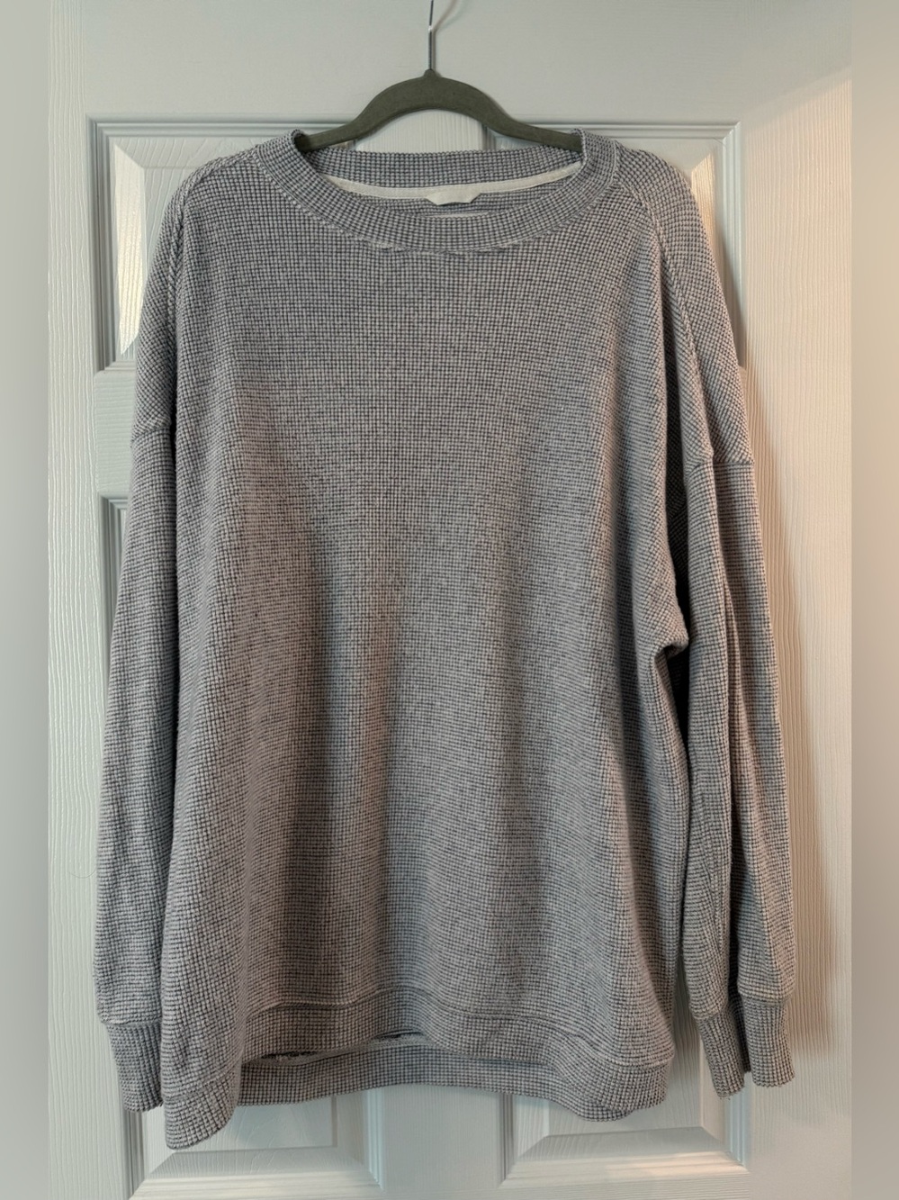 aerie Heather Gray Waffle Crewneck Sweatshirt